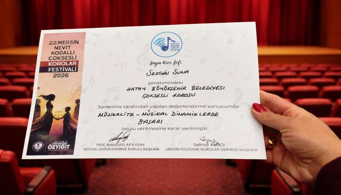 HATAY BÜYÜKŞEHİR BELEDİYESİ ÇOK SESLİ KOROSU’NA ÖDÜL!